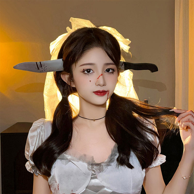 Halloween weird, scary headdress, headband, kitchen knife, wrench, axe, syringe - MERGE.DAY.1.FREESTYLE
