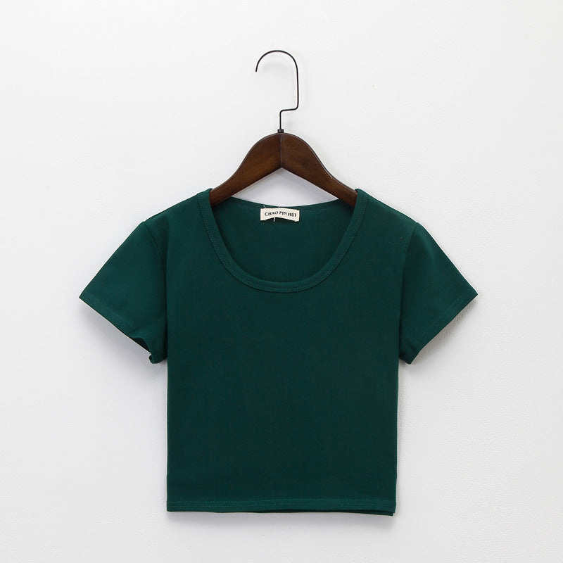 Navel-baring short-sleeved tight-fitting top - MERGE.DAY.1.FREESTYLE