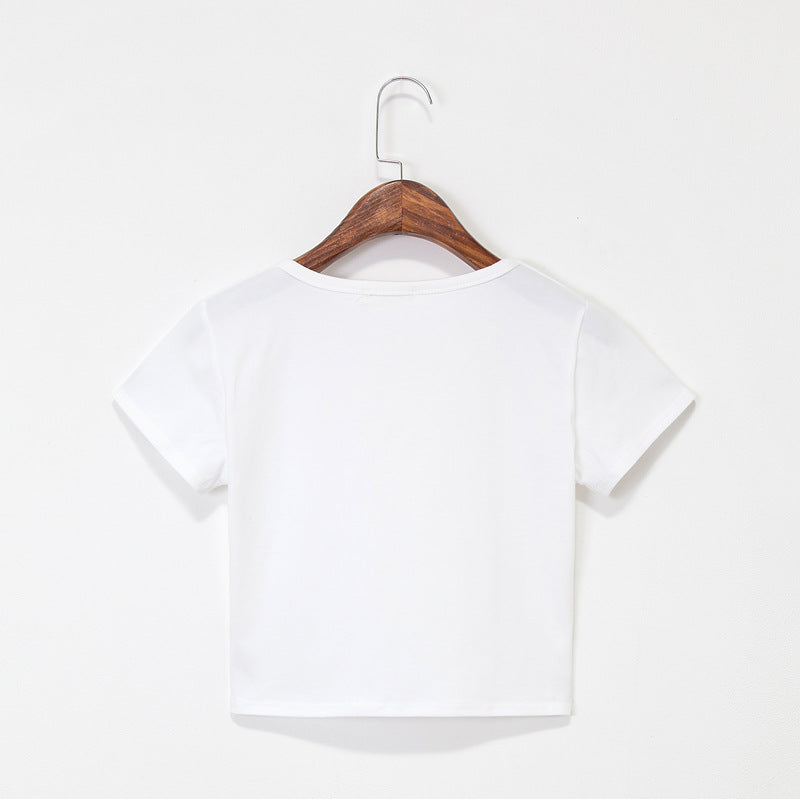 Navel-baring short-sleeved tight-fitting top - MERGE.DAY.1.FREESTYLE
