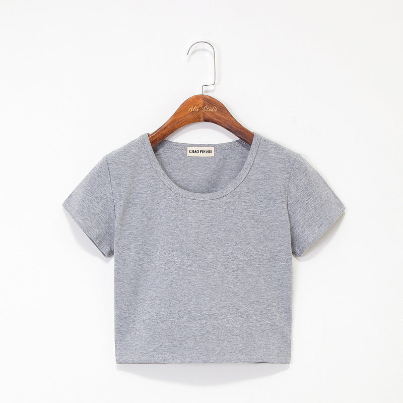 Navel-baring short-sleeved tight-fitting top - MERGE.DAY.1.FREESTYLE