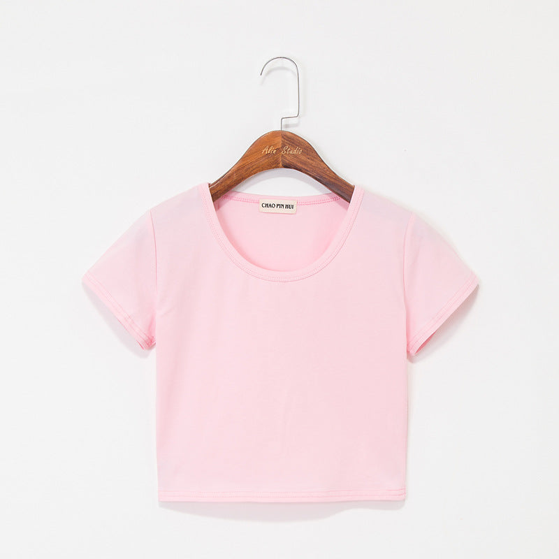 Navel-baring short-sleeved tight-fitting top - MERGE.DAY.1.FREESTYLE