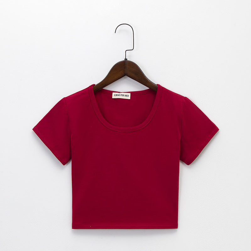 Navel-baring short-sleeved tight-fitting top - MERGE.DAY.1.FREESTYLE