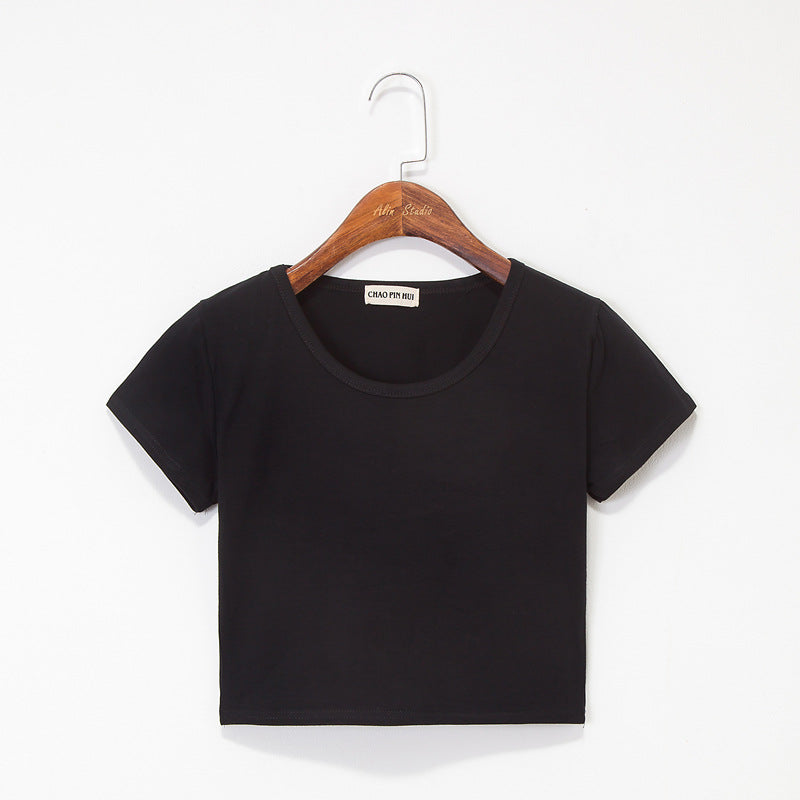 Navel-baring short-sleeved tight-fitting top - MERGE.DAY.1.FREESTYLE