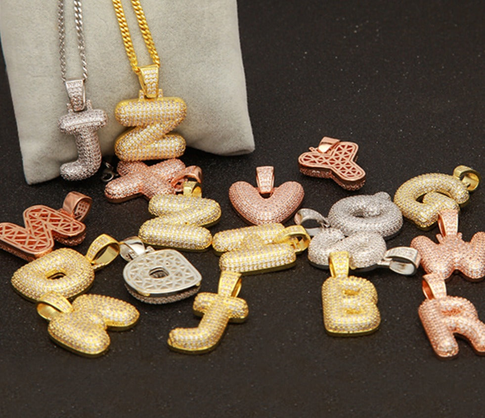 Hip-Hop Zircon English 26 Letters Micropaved Pendant - MERGE.DAY.1.FREESTYLE