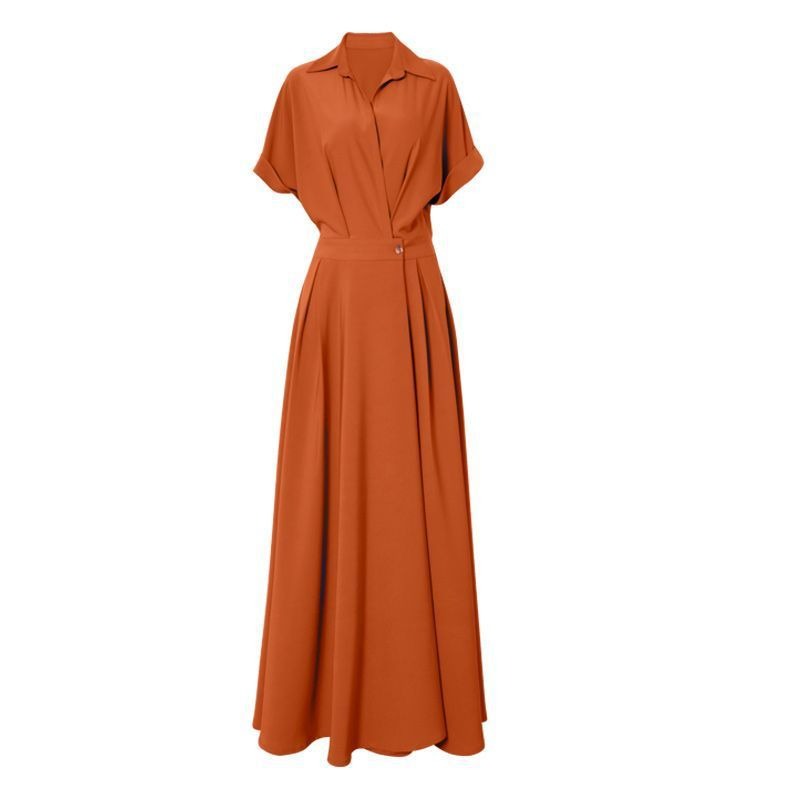 Turn-down Collar Women A-line Dress Long Sleeve Slim Waist Vestidos - MERGE.DAY.1.FREESTYLE