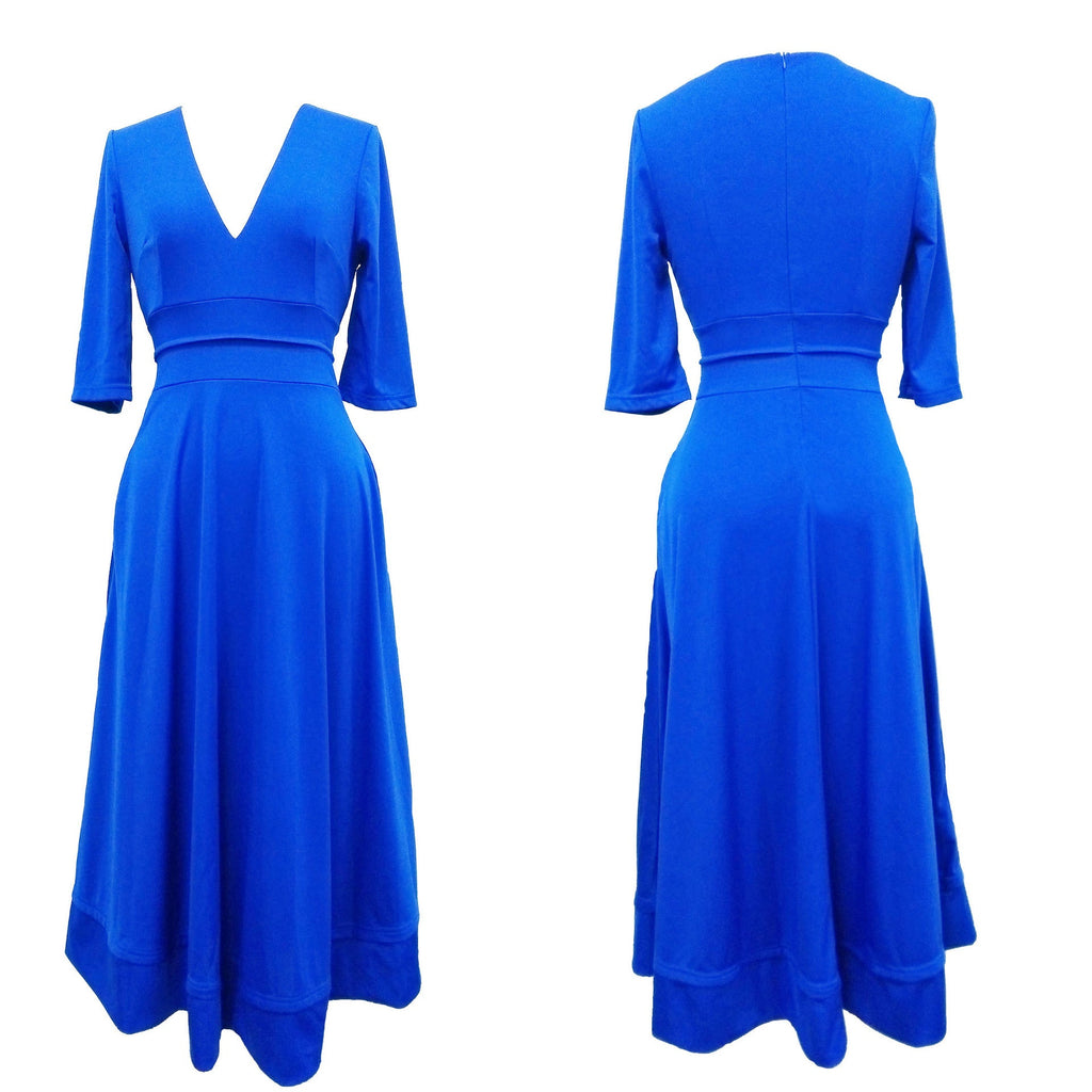 Women's Evening Dress Sexy Deep V Long Sleeve Dress - MERGE.DAY.1.FREESTYLE