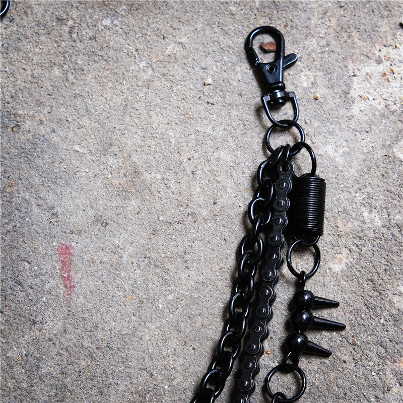 Black bicycle chain spring spiked three-layer metal trouser chains - MERGE.DAY.1.FREESTYLE
