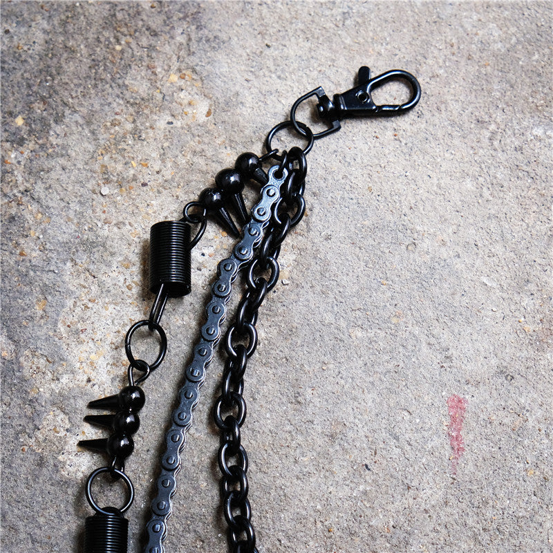 Black bicycle chain spring spiked three-layer metal trouser chains - MERGE.DAY.1.FREESTYLE