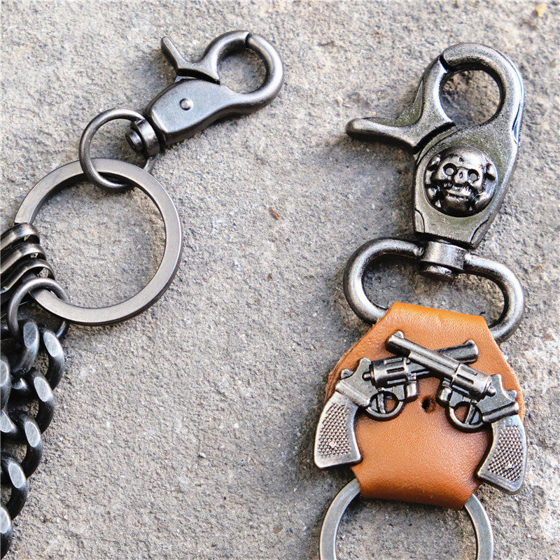Punk double gun bullet pendant cowhide metal thick trouser chain - MERGE.DAY.1.FREESTYLE