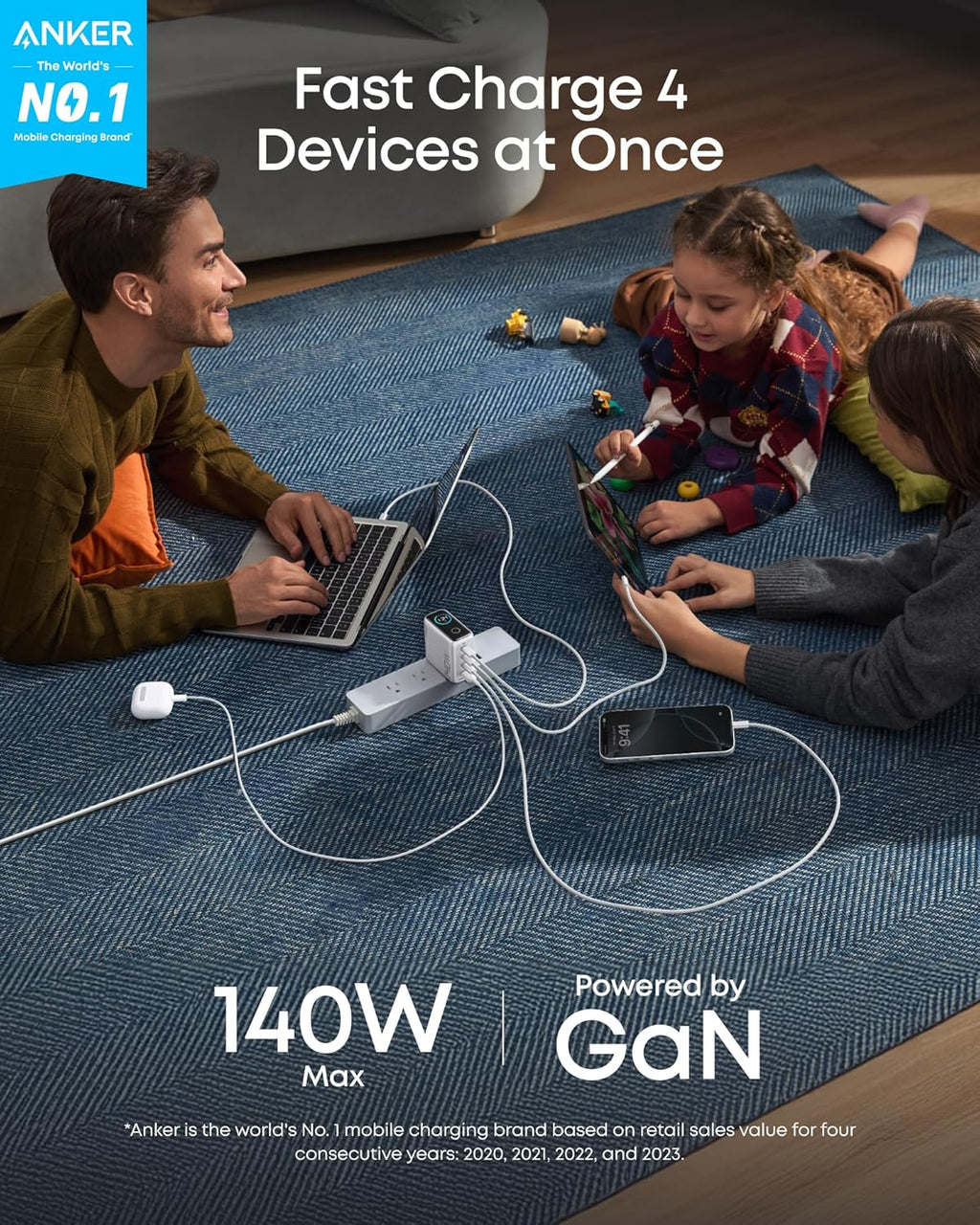 Anker Charger (140W, 4-Port, PD 3.1) with USB-C Cable - MERGE.DAY.1.FREESTYLE
