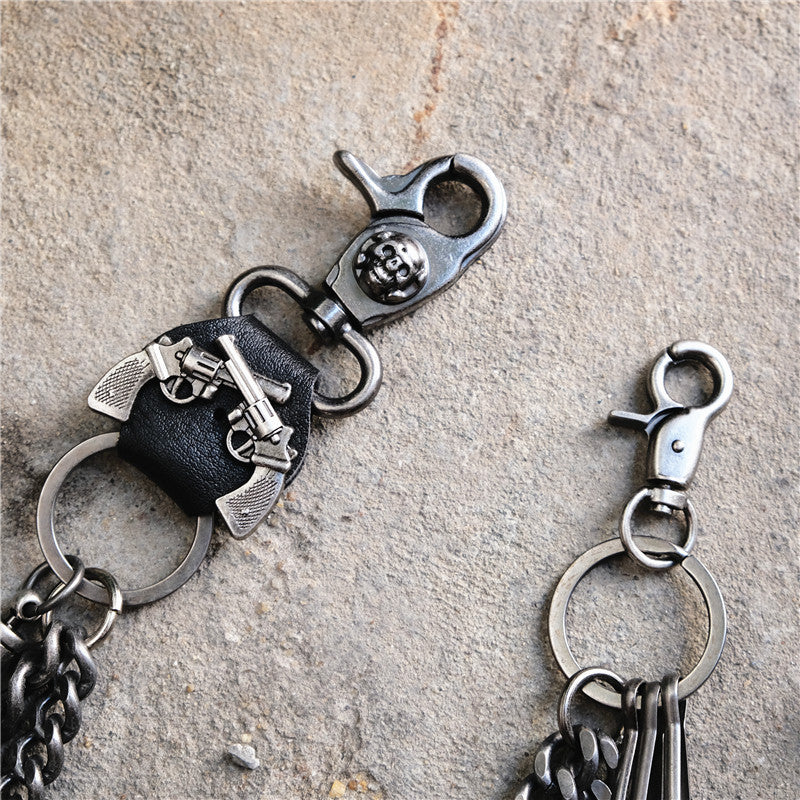 Punk double gun bullet pendant cowhide metal thick trouser chain - MERGE.DAY.1.FREESTYLE