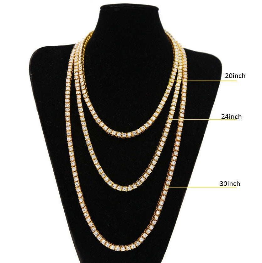 Hip Hop 1 Row Alloy Tennis Chain Necklace - MERGE.DAY.1.FREESTYLE