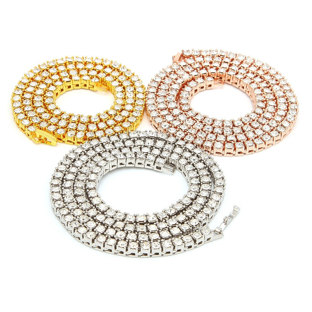 mens gold Rhinestone Row Tennis Chain necklace - MERGE.DAY.1.FREESTYLE