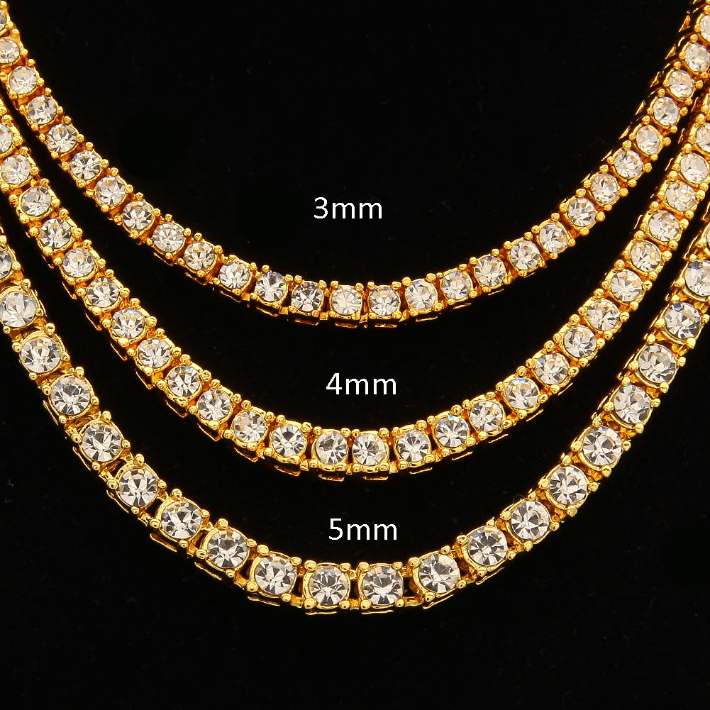 mens gold Rhinestone Row Tennis Chain necklace - MERGE.DAY.1.FREESTYLE