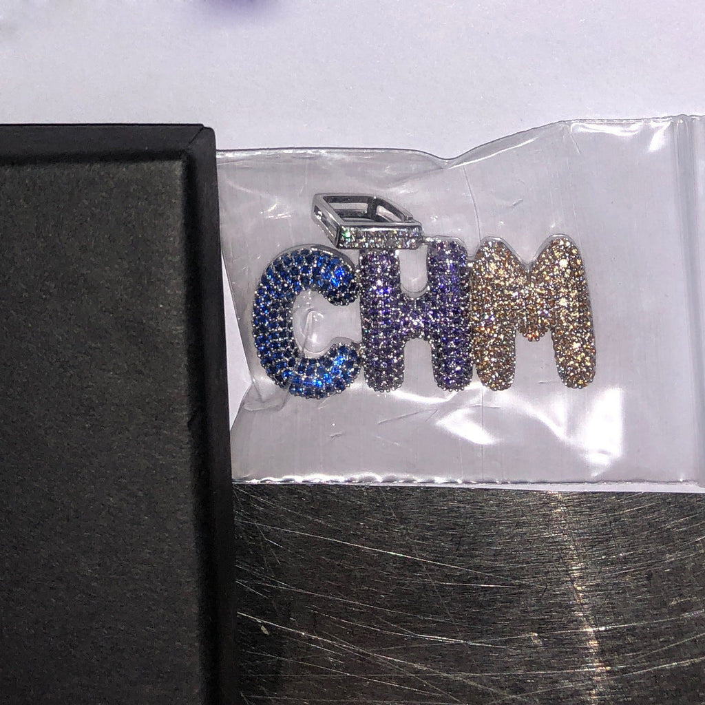 bubble letter name necklace custom diamond pendant - MERGE.DAY.1.FREESTYLE