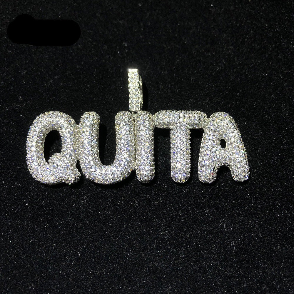 bubble letter name necklace custom diamond pendant - MERGE.DAY.1.FREESTYLE