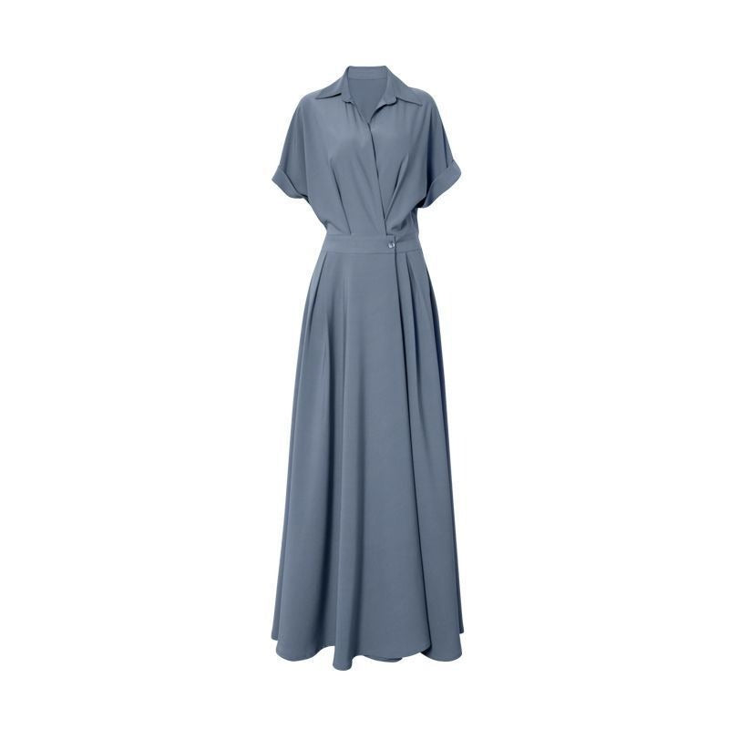Turn-down Collar Women A-line Dress Long Sleeve Slim Waist Vestidos - MERGE.DAY.1.FREESTYLE