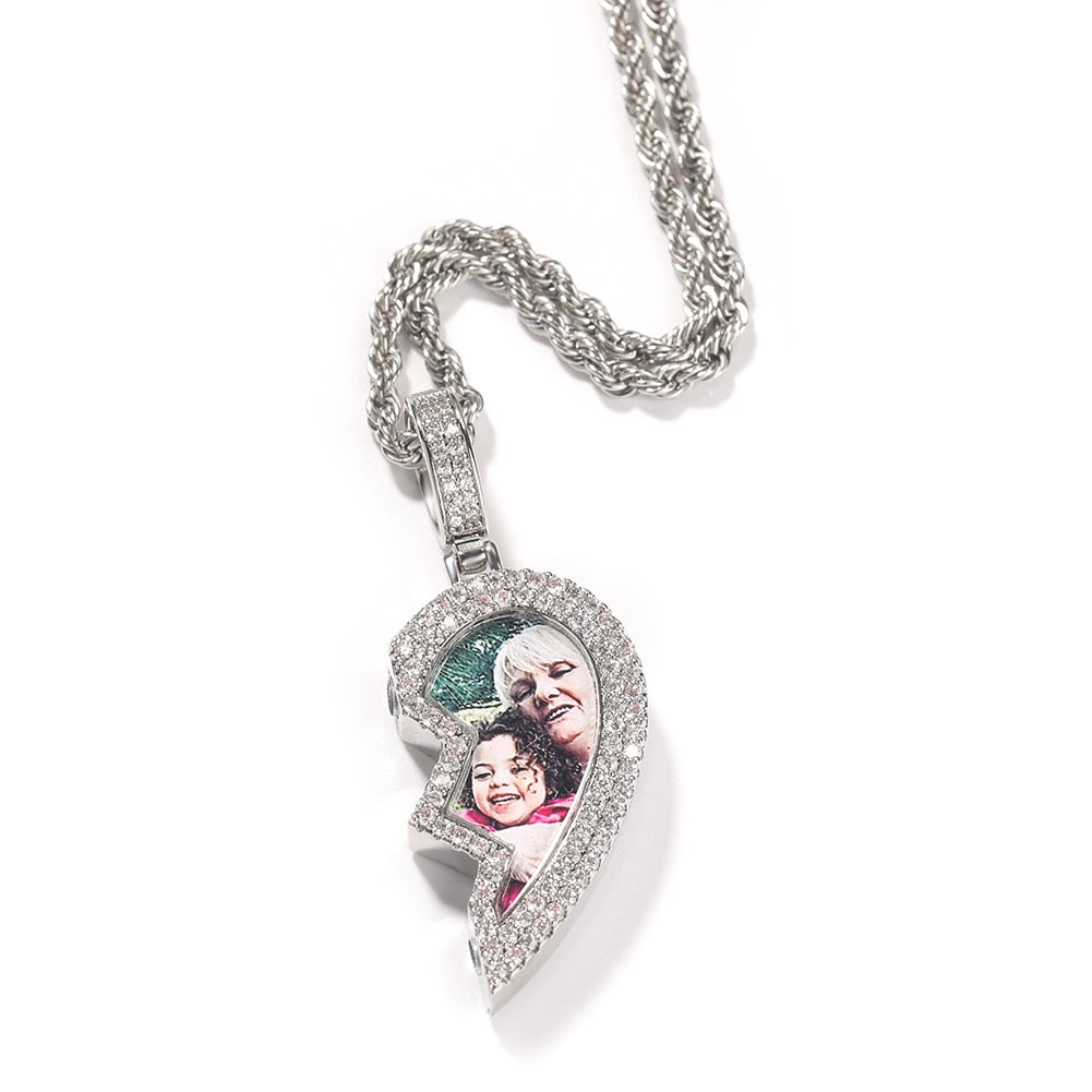 Broken Heart Photo Magnetic Frame Pendant 2 Pictures Hiphop Jewelry - MERGE.DAY.1.FREESTYLE