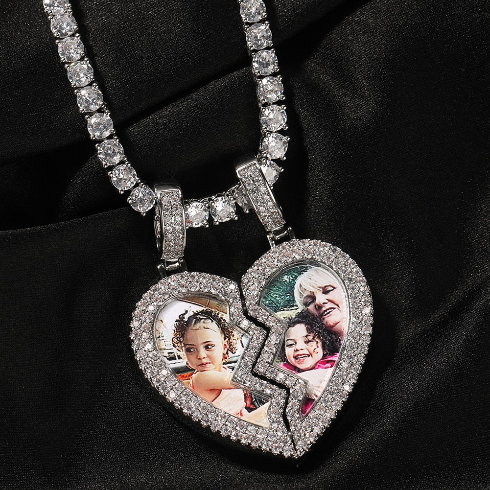Broken Heart Photo Magnetic Frame Pendant 2 Pictures Hiphop Jewelry - MERGE.DAY.1.FREESTYLE