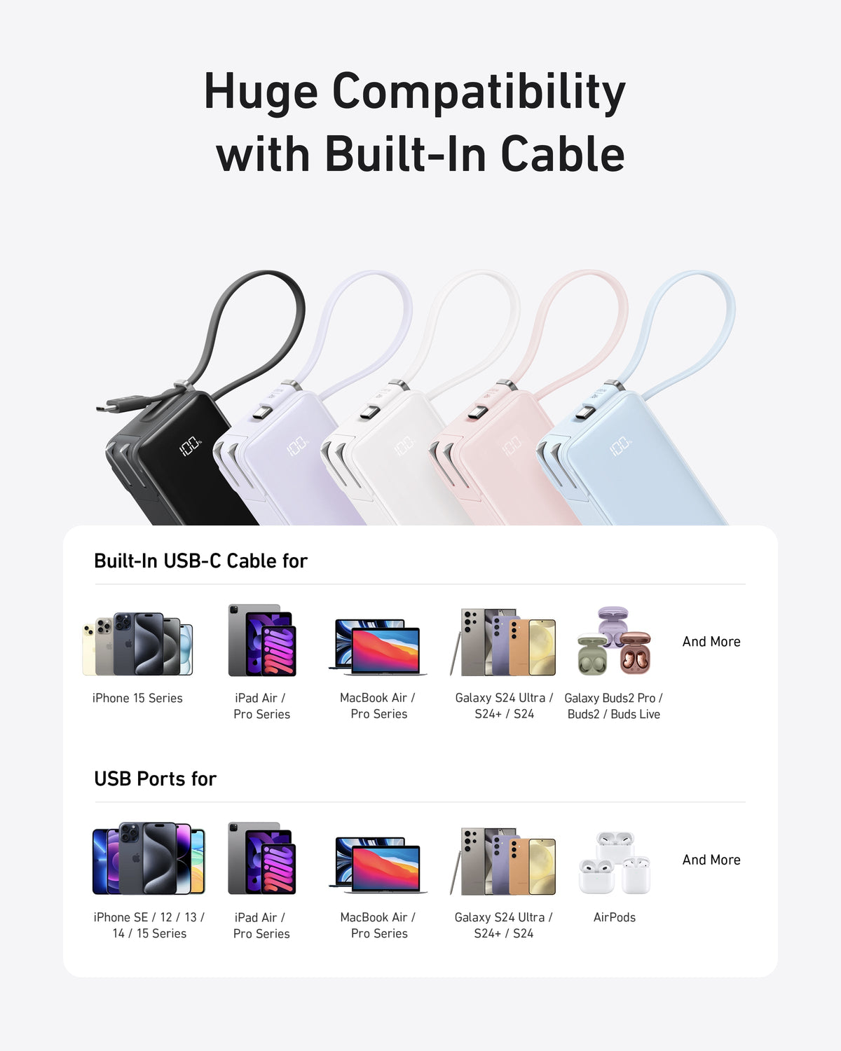 Anker Power Bank (10K, Fusion, Built-In Cable) - MERGE.DAY.1.FREESTYLE