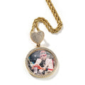 Round Heart Clasp Medallions Custom Photo Memory Pendant Engrave Name HipHop Jewlery - MERGE.DAY.1.FREESTYLE