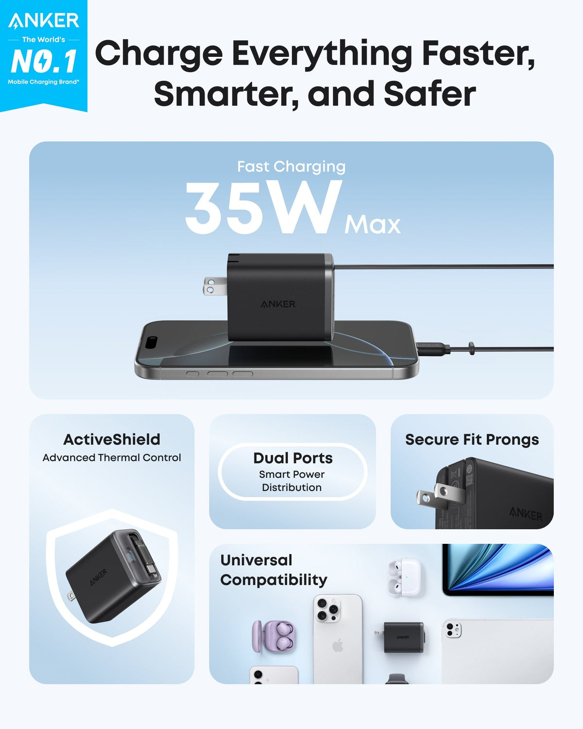 Anker Nano Charger (35W, Built-In Retractable USB-C Cable) - MERGE.DAY.1.FREESTYLE