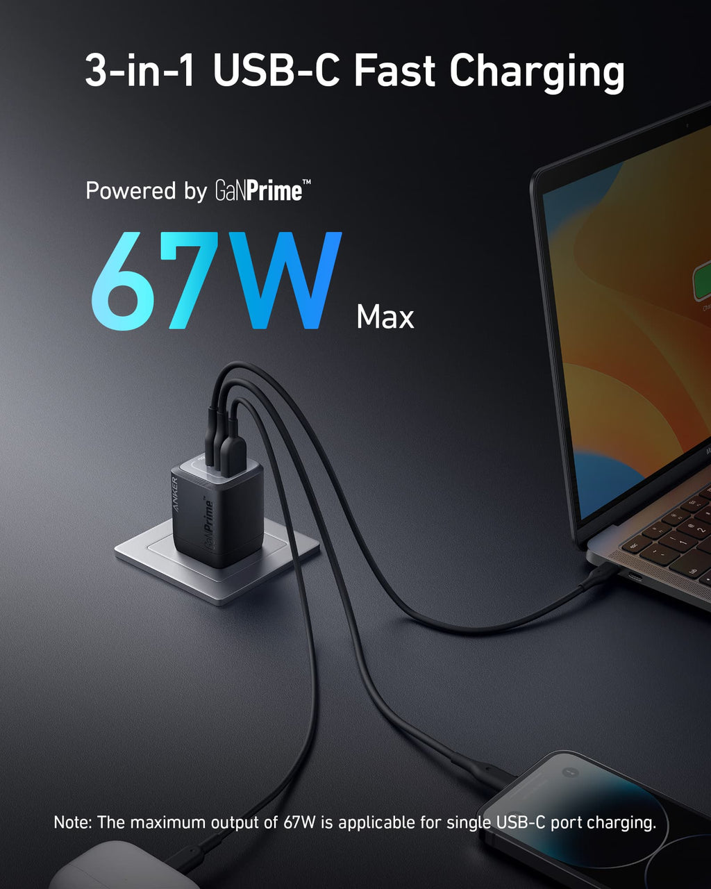 Anker Prime 67W GaN Wall Charger (3 Ports) - MERGE.DAY.1.FREESTYLE