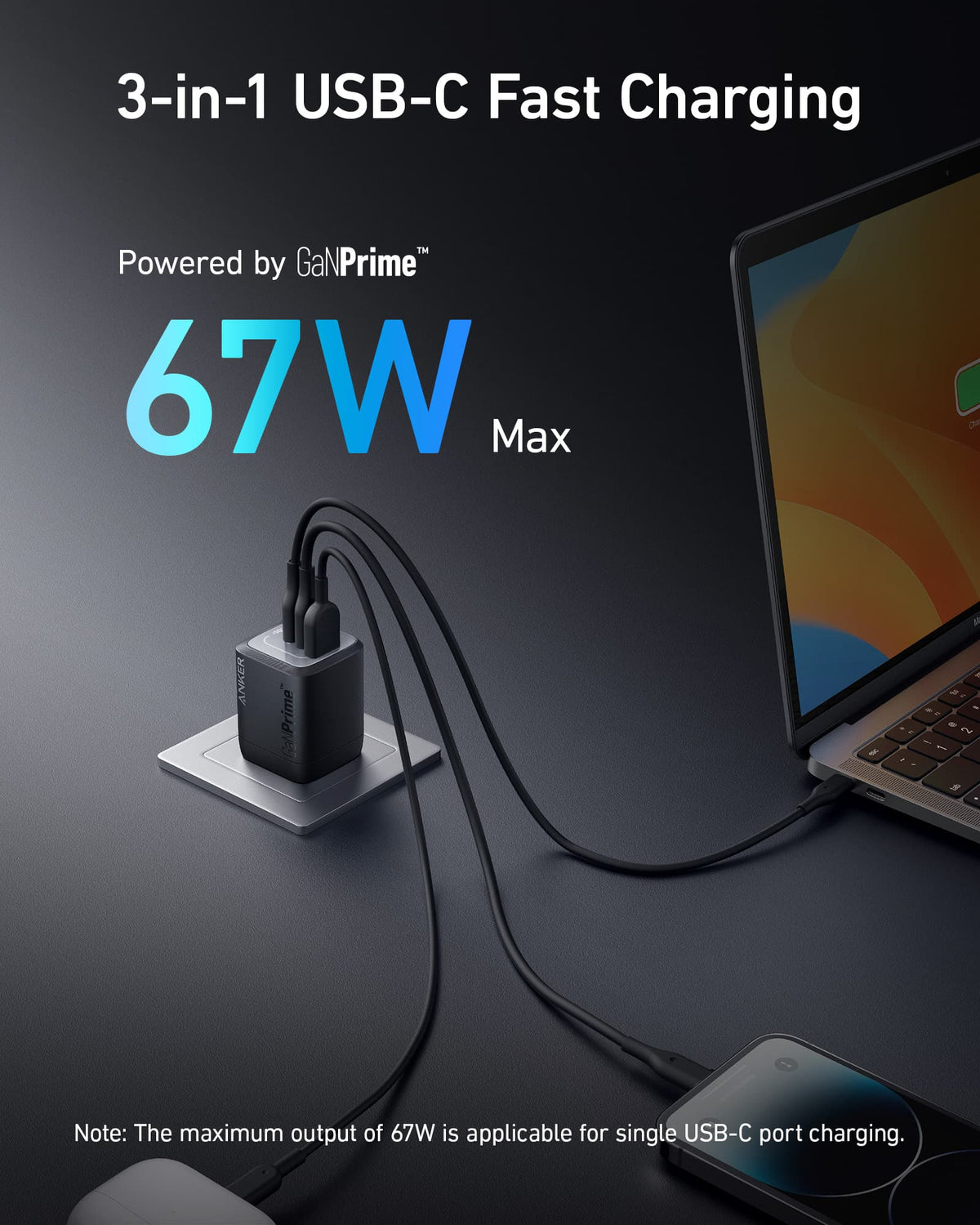 Anker Prime 67W GaN Wall Charger (3 Ports) - MERGE.DAY.1.FREESTYLE
