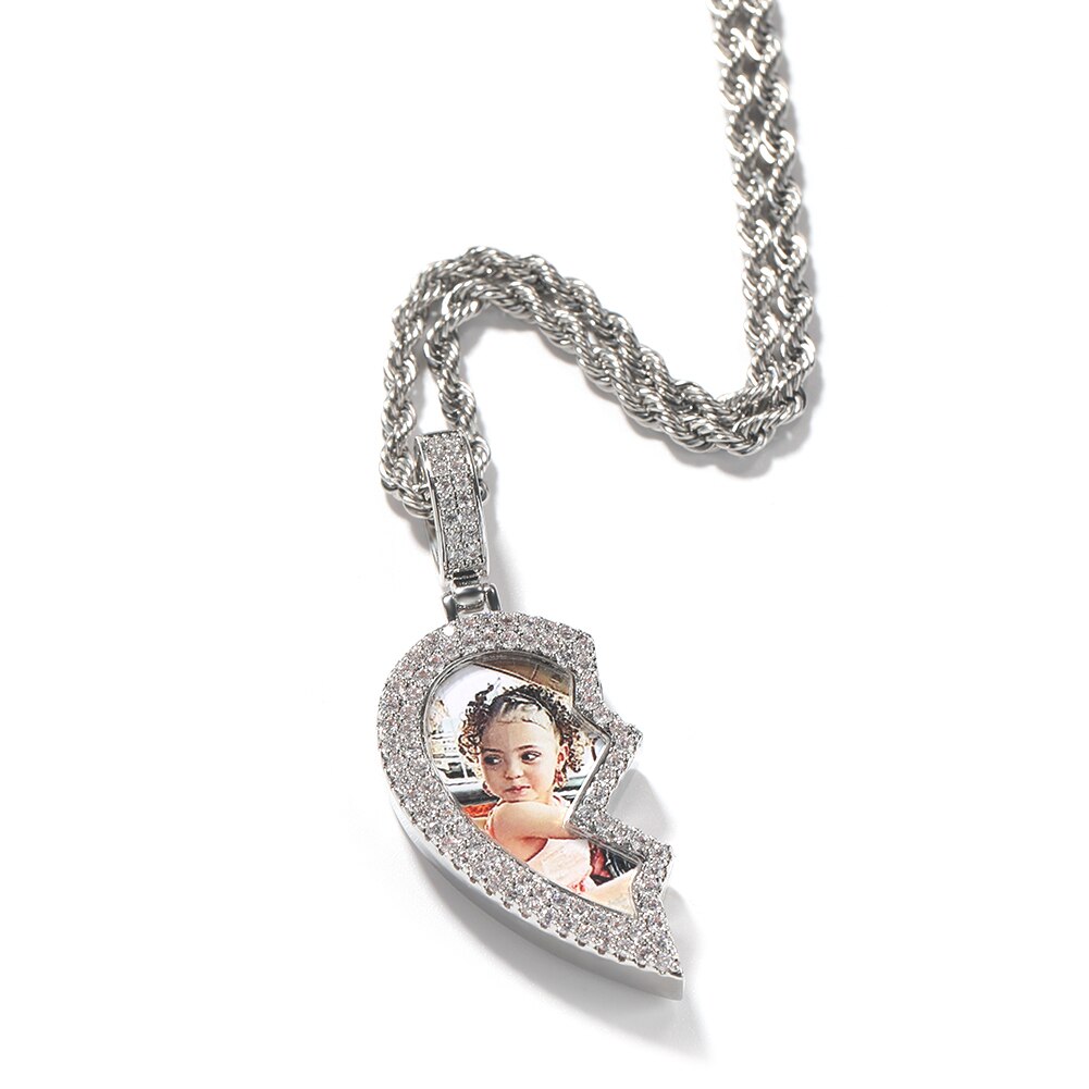 Broken Heart Photo Magnetic Frame Pendant 2 Pictures Hiphop Jewelry - MERGE.DAY.1.FREESTYLE