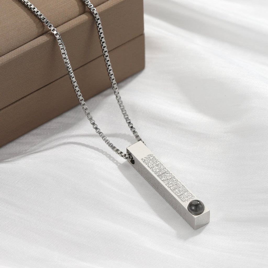 Custom Projection Photo Necklace For Women Fashion 3D Bar Necklaces Arabic Quran Amulet - MERGE.DAY.1.FREESTYLE