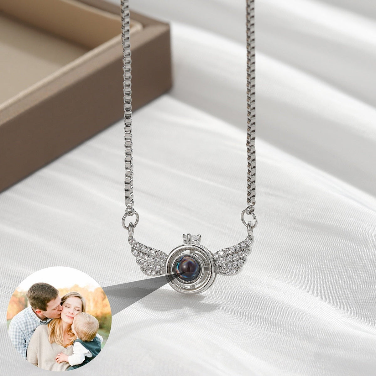 New Personalized Angel Wing Pendant Custom Photo Projection Necklace - MERGE.DAY.1.FREESTYLE