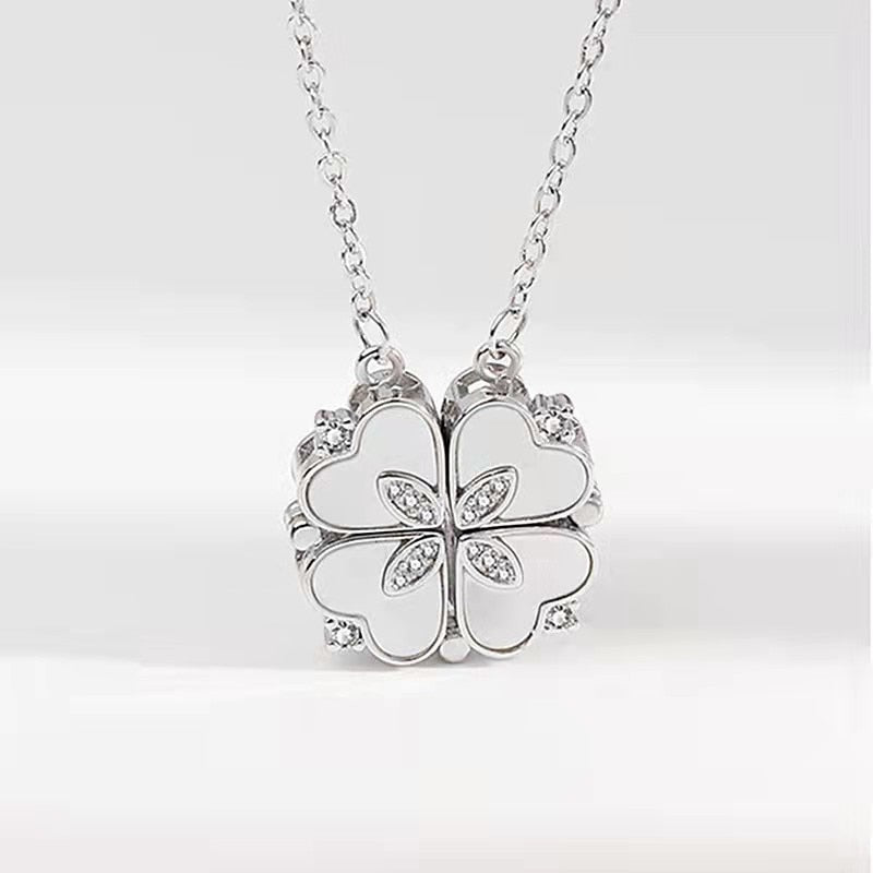 Fashion white mother-of-pearl folding four-leaf clover necklace - MERGE.DAY.1.FREESTYLE