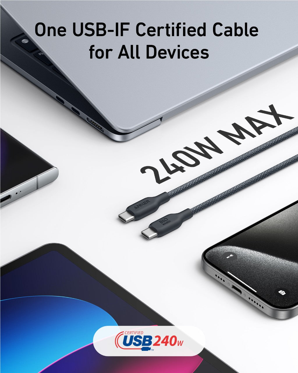 Anker <b>543</b> USB C to USB C Cable (240W, 10 ft) - MERGE.DAY.1.FREESTYLE