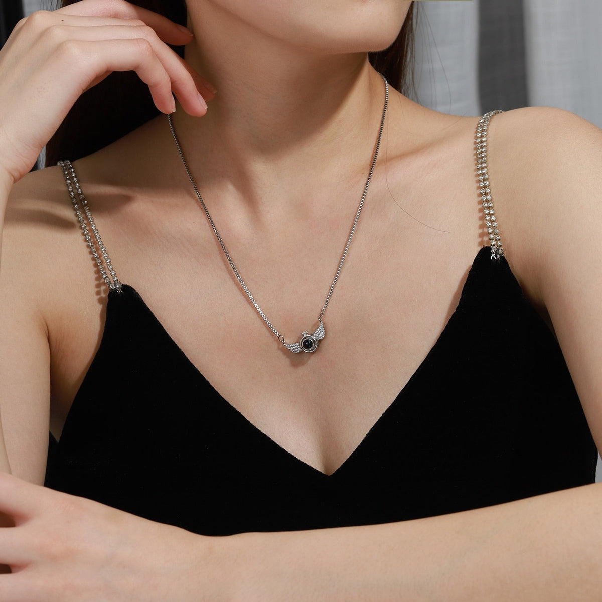 New Personalized Angel Wing Pendant Custom Photo Projection Necklace - MERGE.DAY.1.FREESTYLE