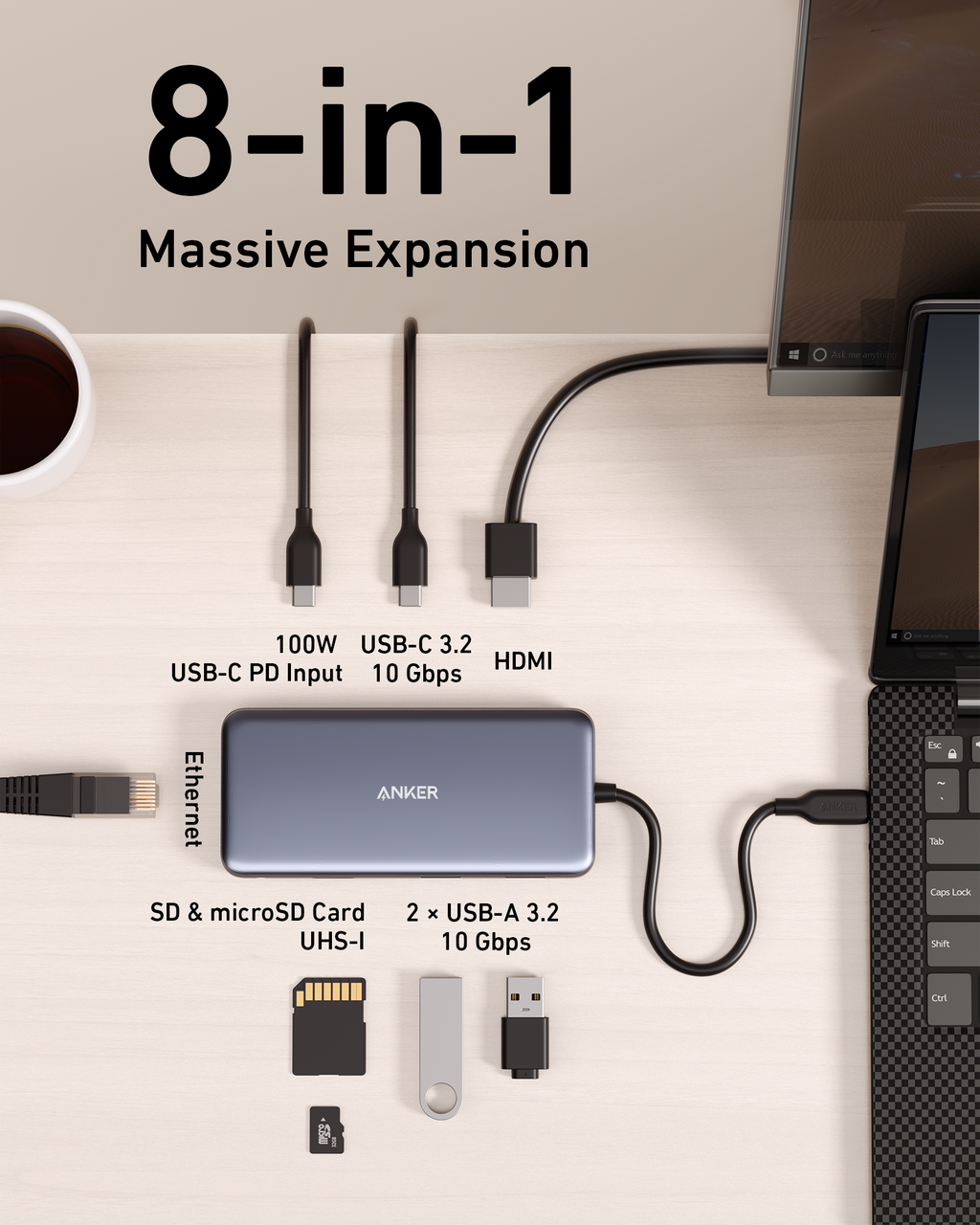 Anker <b>555</b> USB-C Hub (8-in-1) - MERGE.DAY.1.FREESTYLE