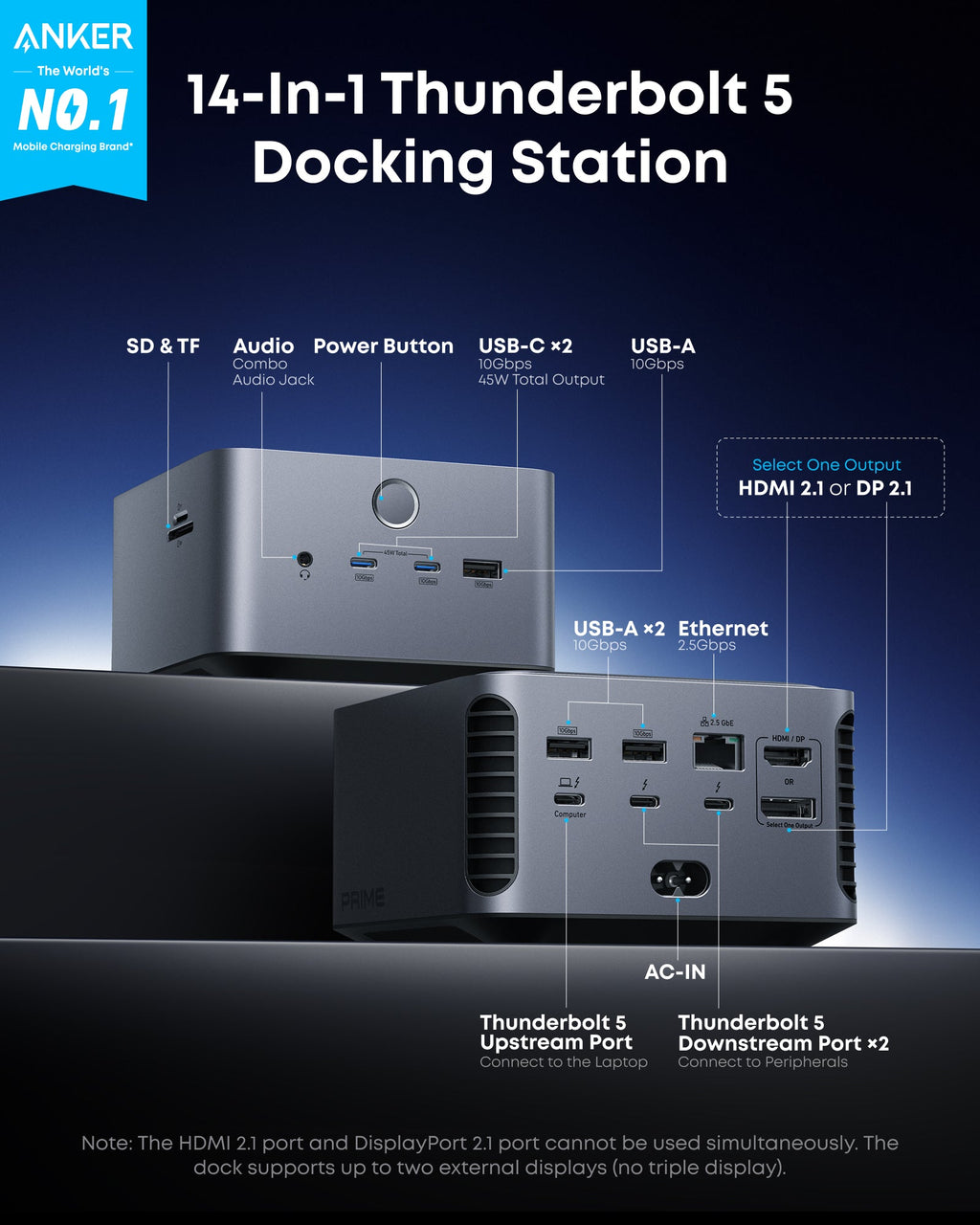 Anker Prime TB5 Docking Station (14-in-1, 8K, Thunderbolt 5 ) - MERGE.DAY.1.FREESTYLE
