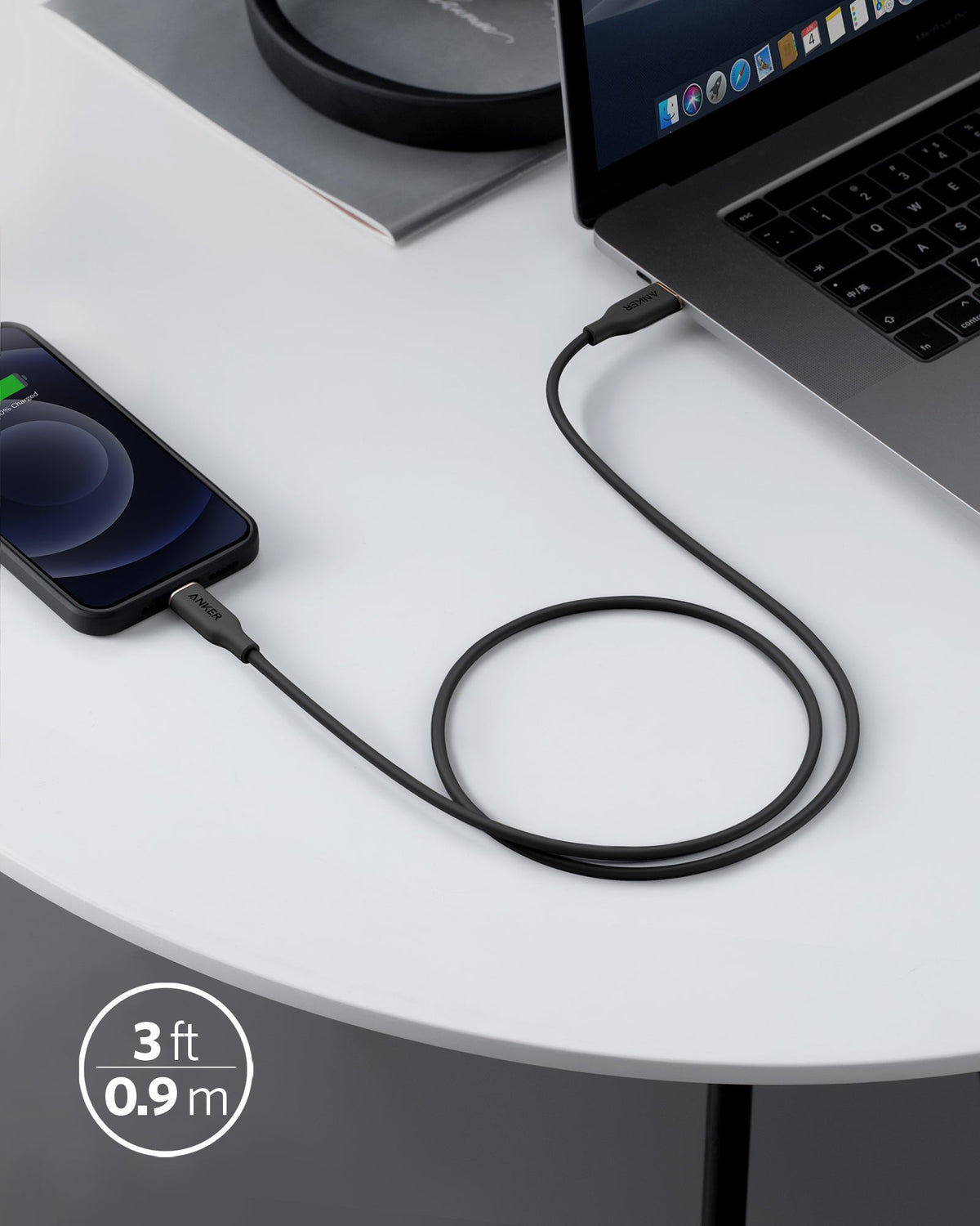 Anker <b>641</b> USB-C to Lightning Cable (Flow, 3 ft Silicone) - MERGE.DAY.1.FREESTYLE