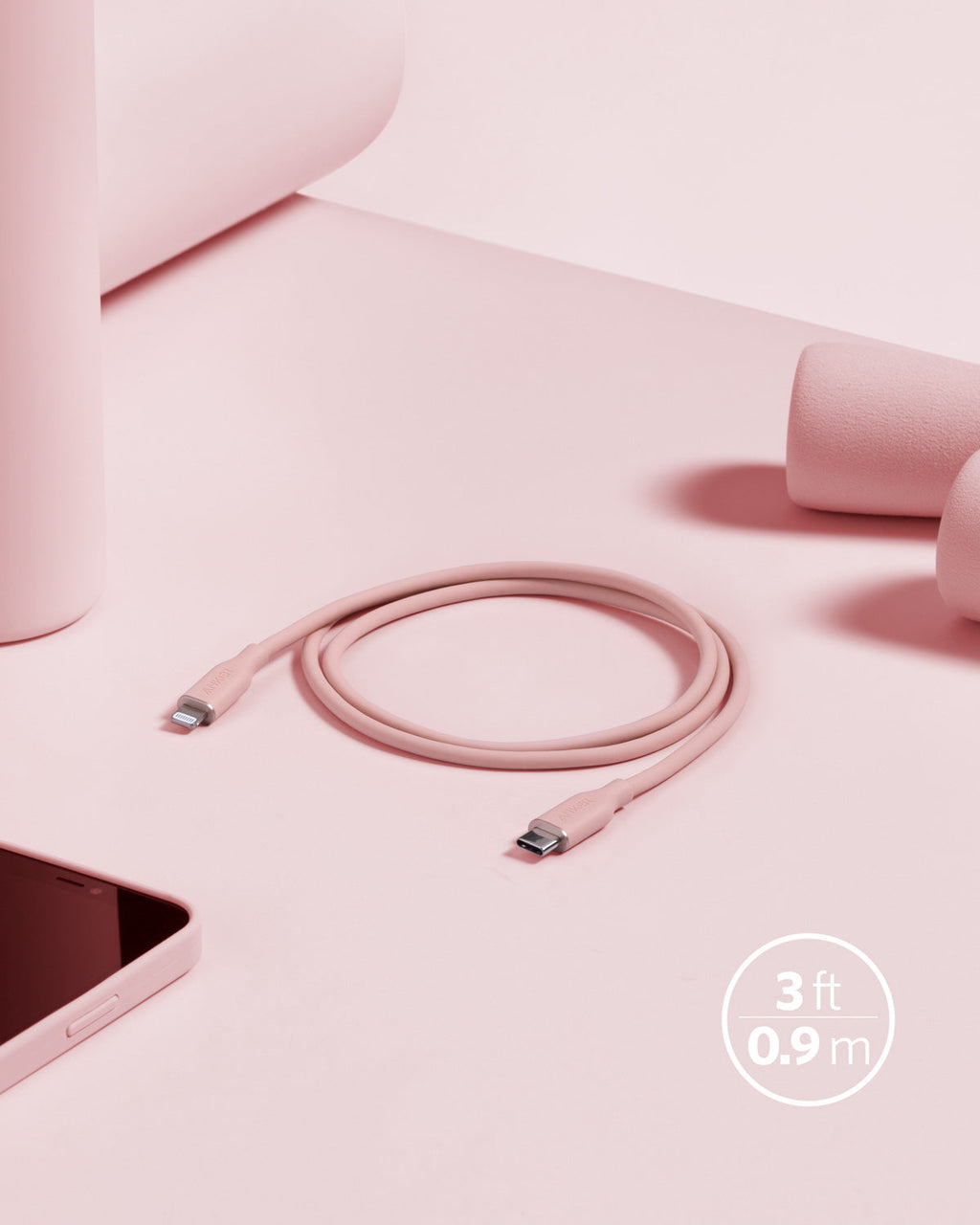 Anker <b>641</b> USB-C to Lightning Cable (Flow, 3 ft Silicone) - MERGE.DAY.1.FREESTYLE