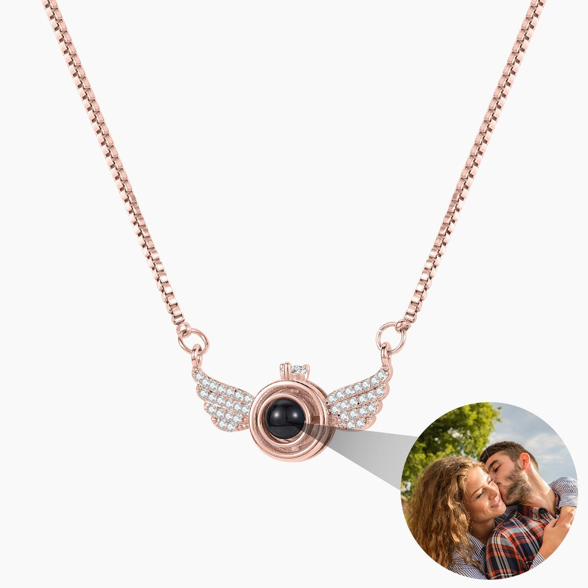New Personalized Angel Wing Pendant Custom Photo Projection Necklace - MERGE.DAY.1.FREESTYLE