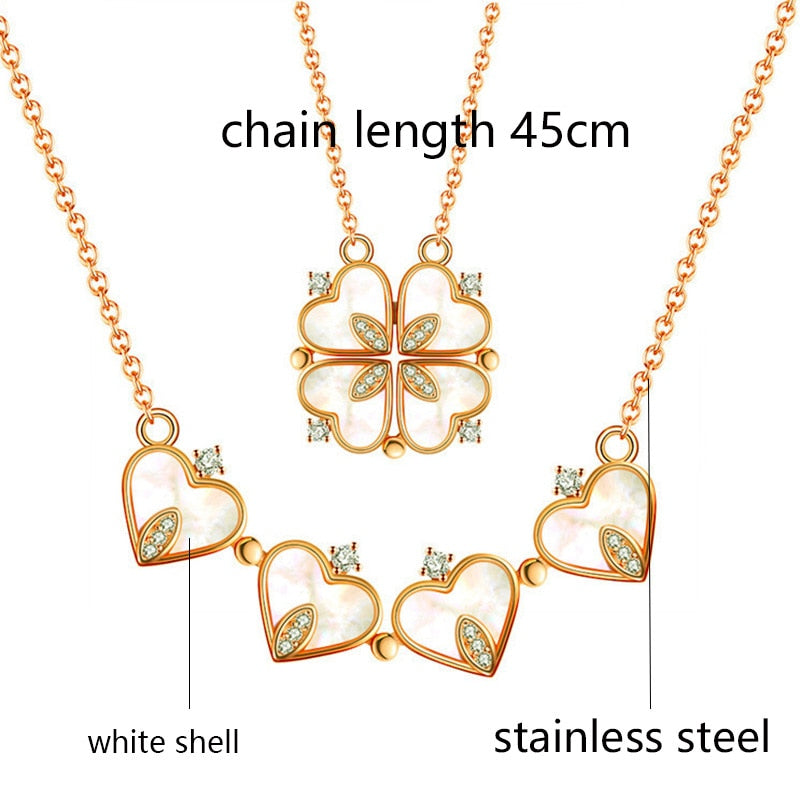 Fashion white mother-of-pearl folding four-leaf clover necklace - MERGE.DAY.1.FREESTYLE