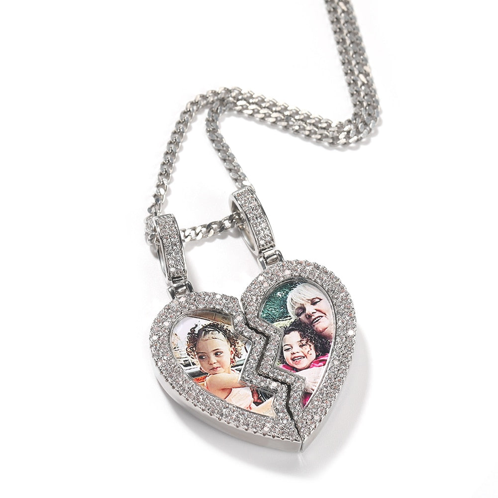 magnetic necklace for couples custom heart photo pendant - MERGE.DAY.1.FREESTYLE