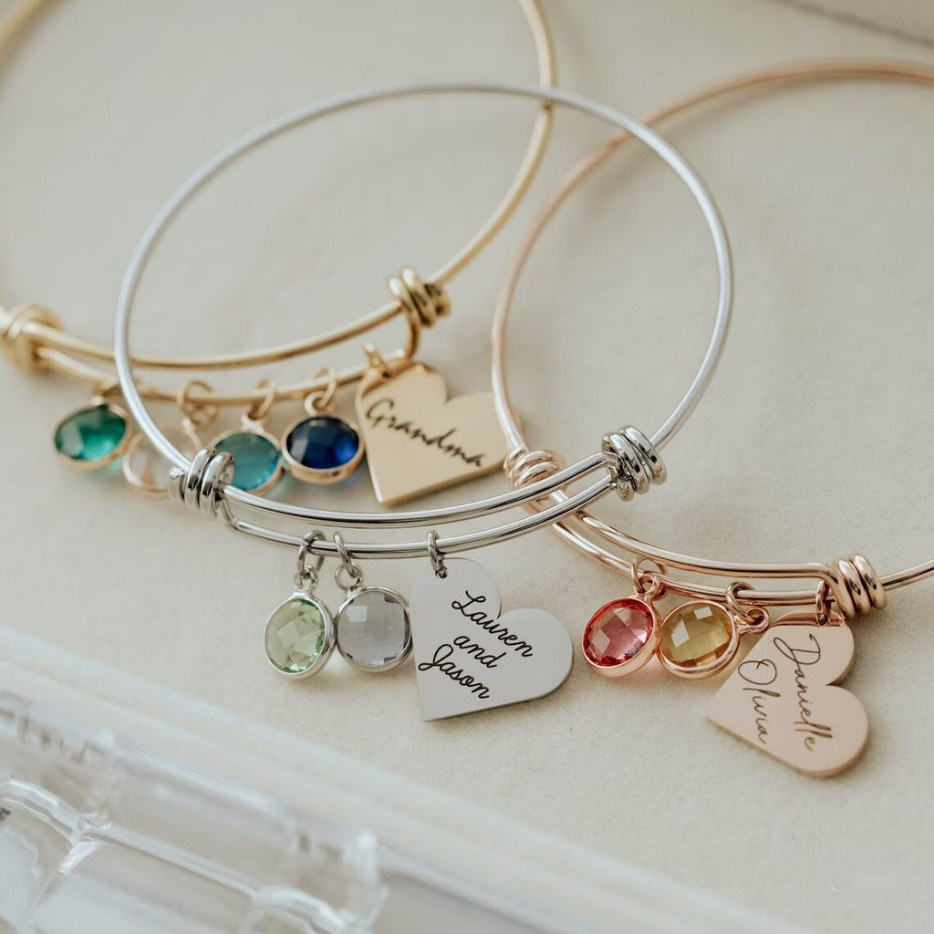 Personalized Birthstone Bracelet Mama Heart Family Birthstones Names Bracelet - MERGE.DAY.1.FREESTYLE