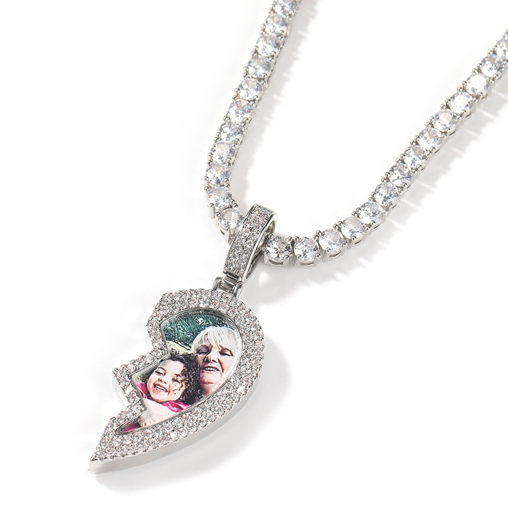 magnetic necklace for couples custom heart photo pendant - MERGE.DAY.1.FREESTYLE