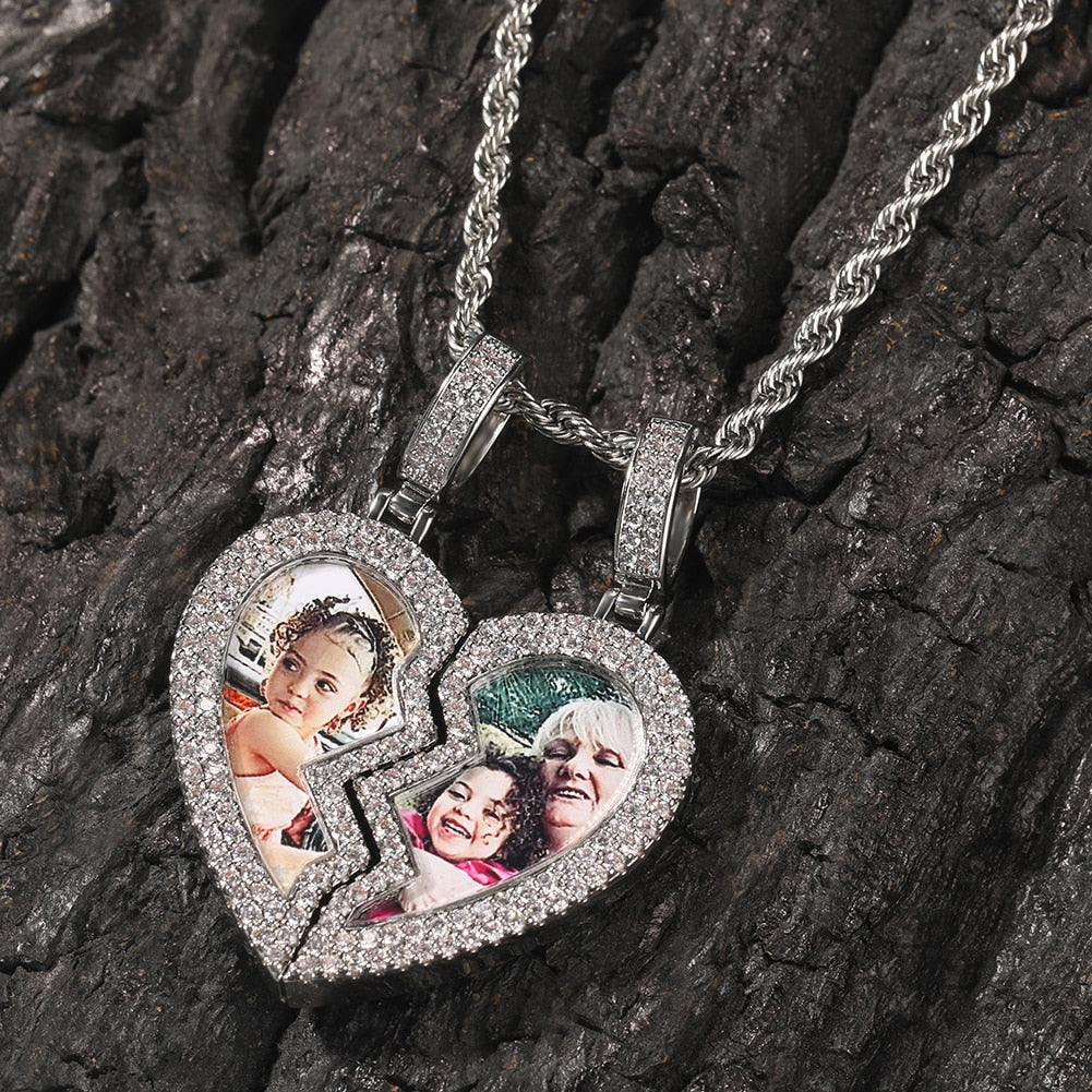 magnetic necklace for couples custom heart photo pendant - MERGE.DAY.1.FREESTYLE