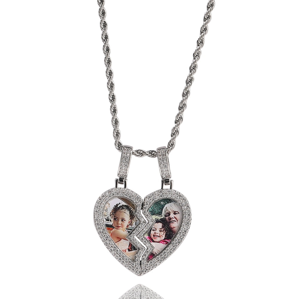 Broken Heart Photo Magnetic Frame Pendant 2 Pictures Hiphop Jewelry - MERGE.DAY.1.FREESTYLE