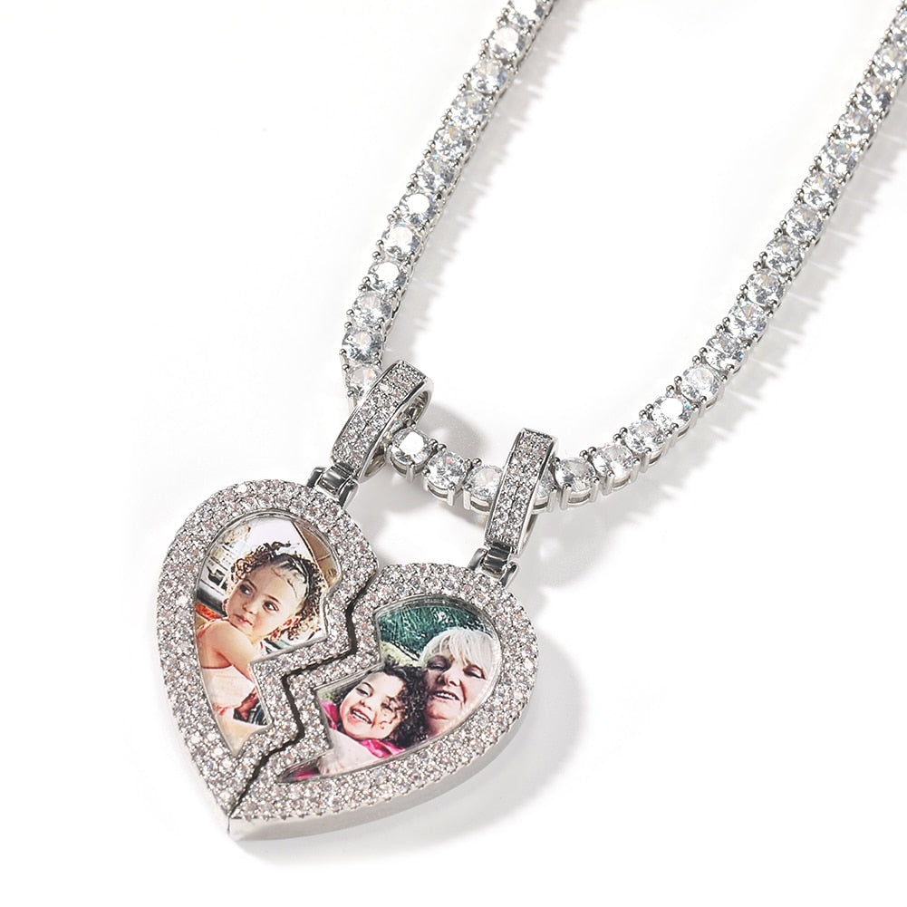 Broken Heart Photo Magnetic Frame Pendant 2 Pictures Hiphop Jewelry - MERGE.DAY.1.FREESTYLE