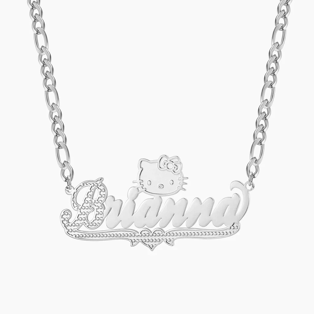 cut cat name necklace 14 karat gold name plates - MERGE.DAY.1.FREESTYLE