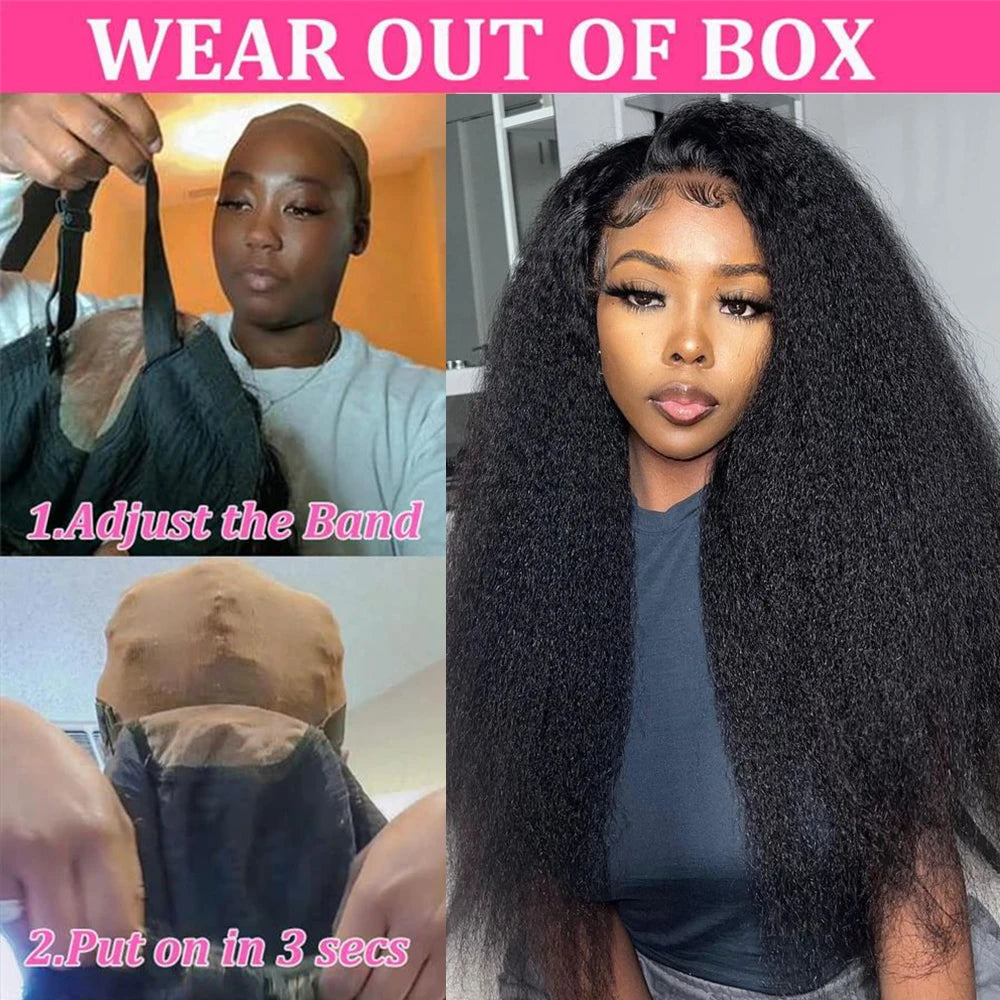 Yaki Straight Glueless Wig Human Hair Precut 7x5 13x6 HD Frontal Wigs Ready to Wear And Go Kinky Straight Lace Front Wig On Sale - MERGE.DAY.1.FREESTYLE