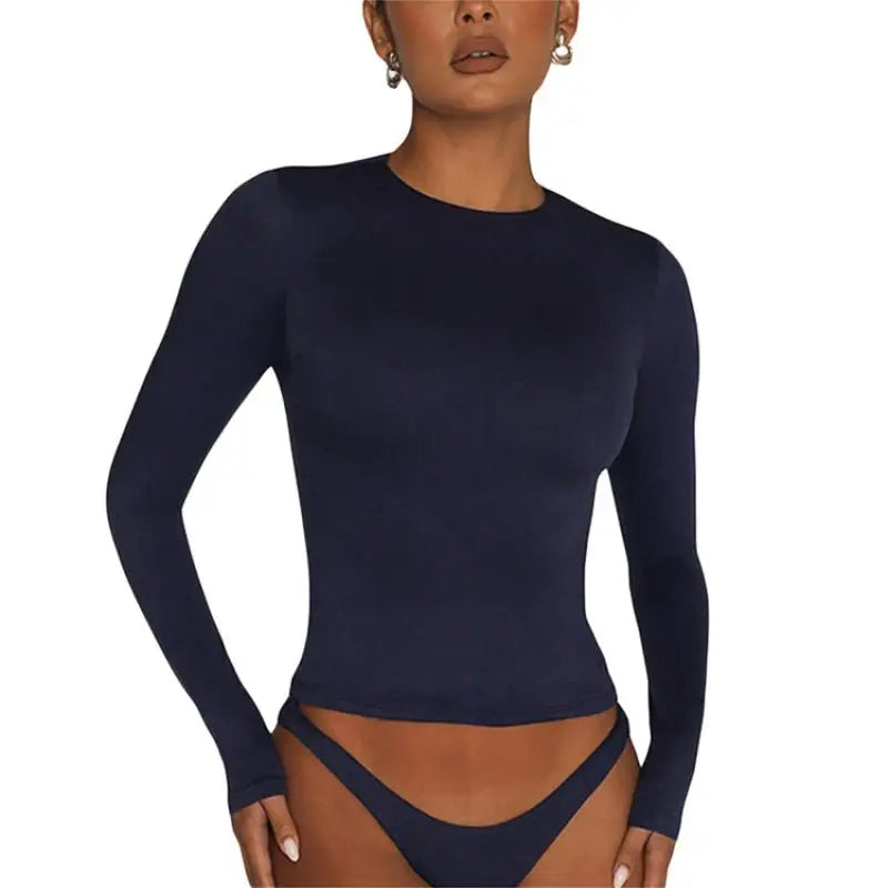 Autumn Winter Y2k Crop Women Long Sleeve T Shirt O Neck Slim Fit Pullovers - MERGE.DAY.1.FREESTYLE