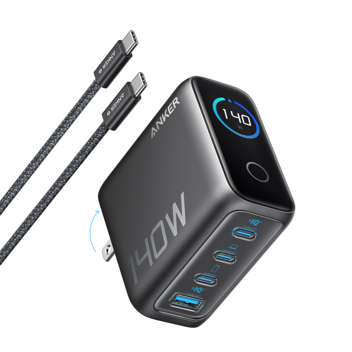 Anker Charger (140W, 4-Port, PD 3.1) with USB-C Cable - MERGE.DAY.1.FREESTYLE